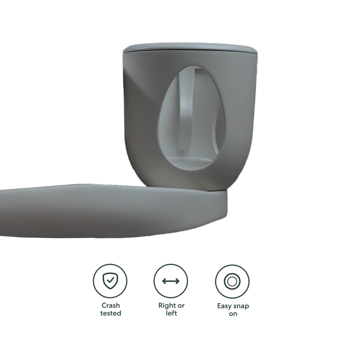 Charcoal Grey babyark Cup Holder - Side View with Safety Icons | Bambi Baby