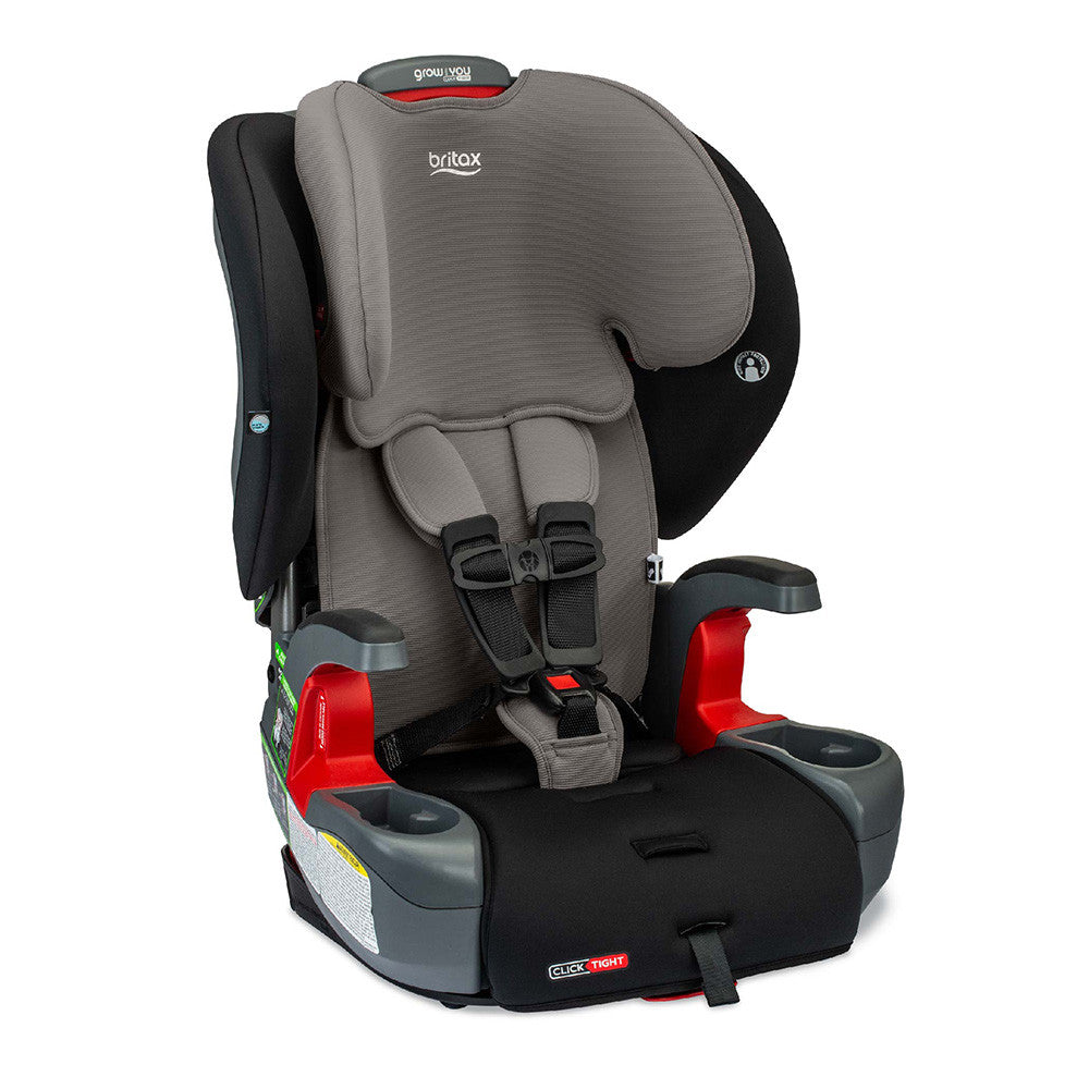 Grey Britax Grow With You ClickTight Harness-2-Booster Car Seat - Front Right View | Bambi Baby