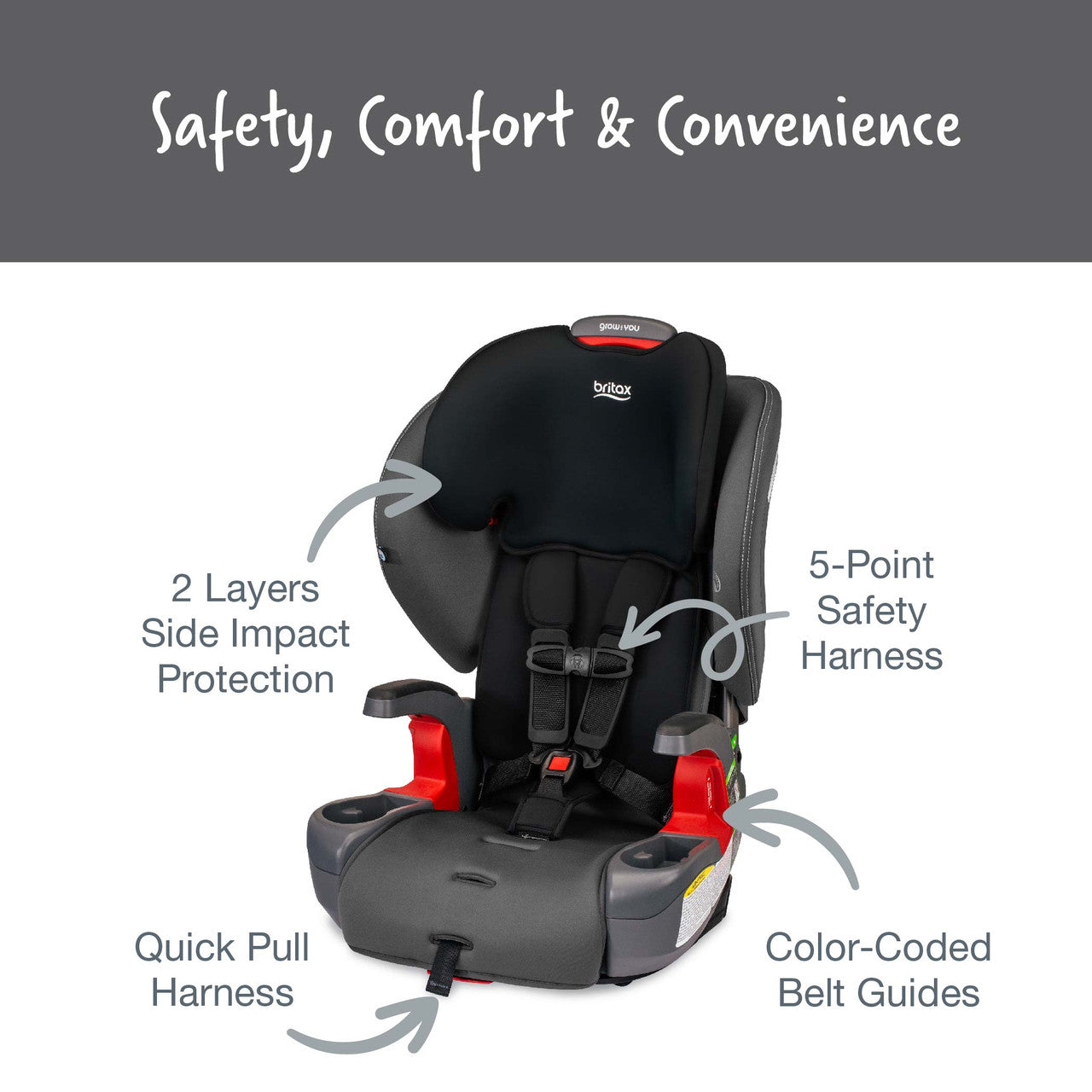 Britax Grow With You Convertible Car Seat in Mod Black- Bambi Baby