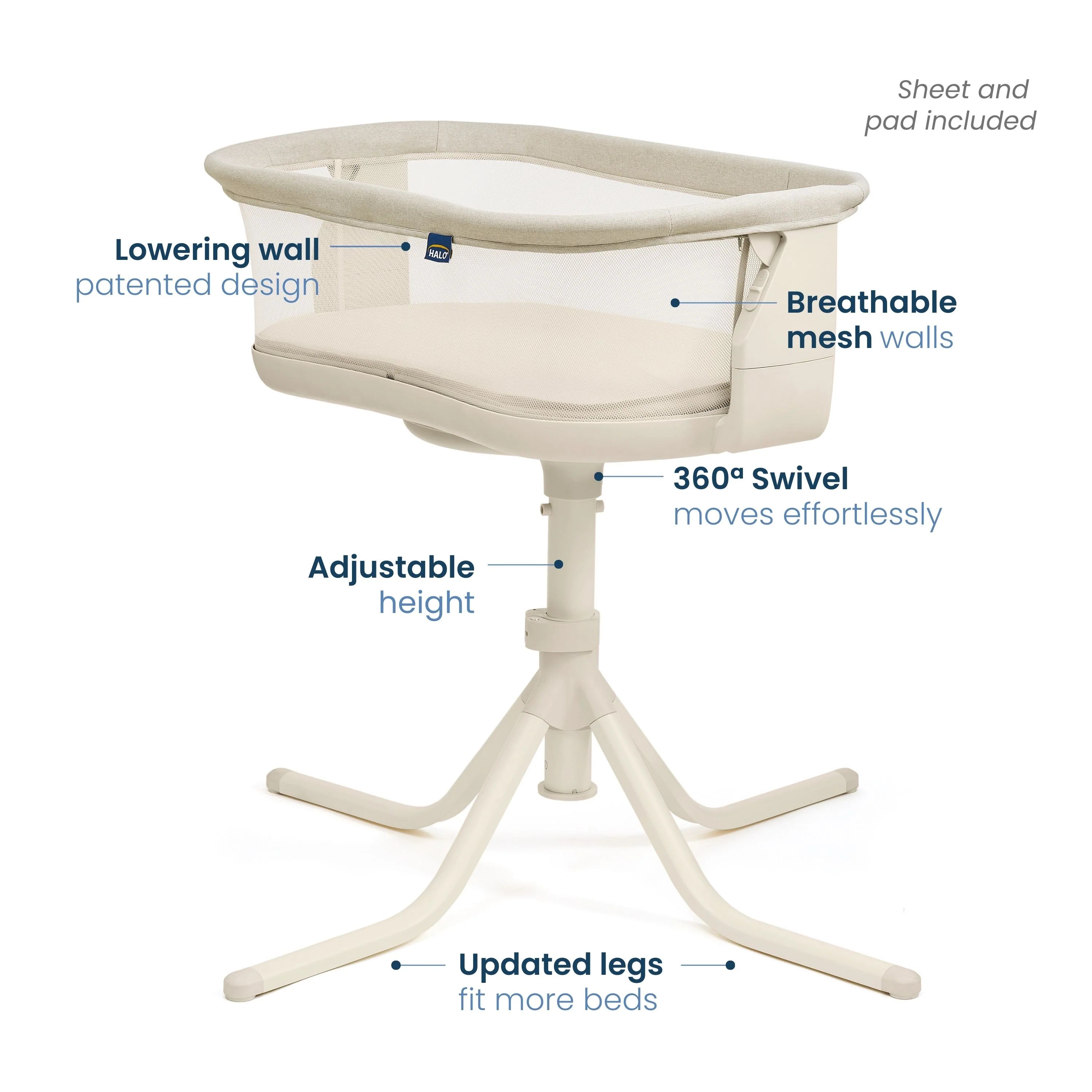 HALO BassiNest Swivel Sleeper 4.0 Signature - Oat- Bambi Baby