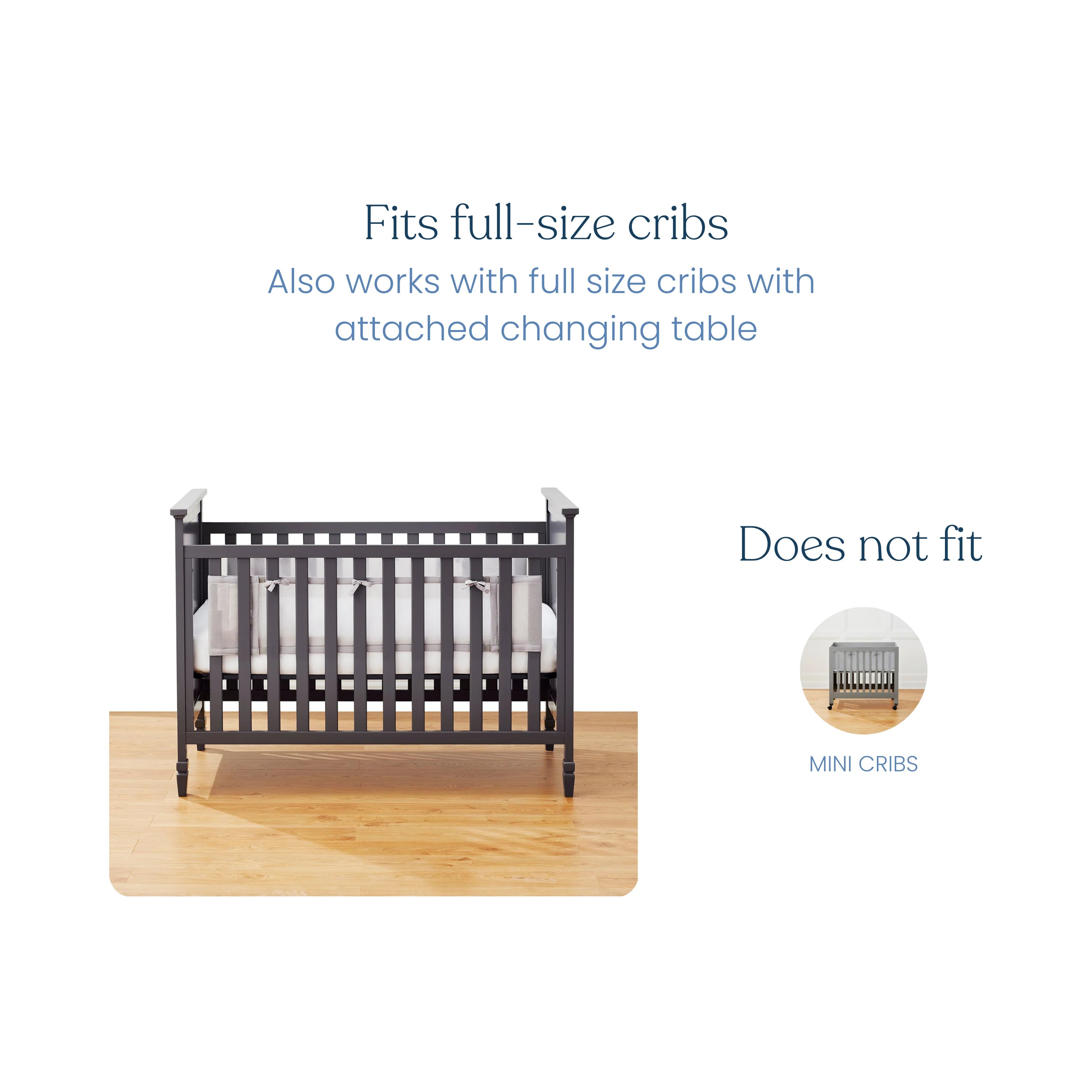 Halo Breathable Mesh Crib Liner for Full Sized Solid End Crib - White- Bambi Baby