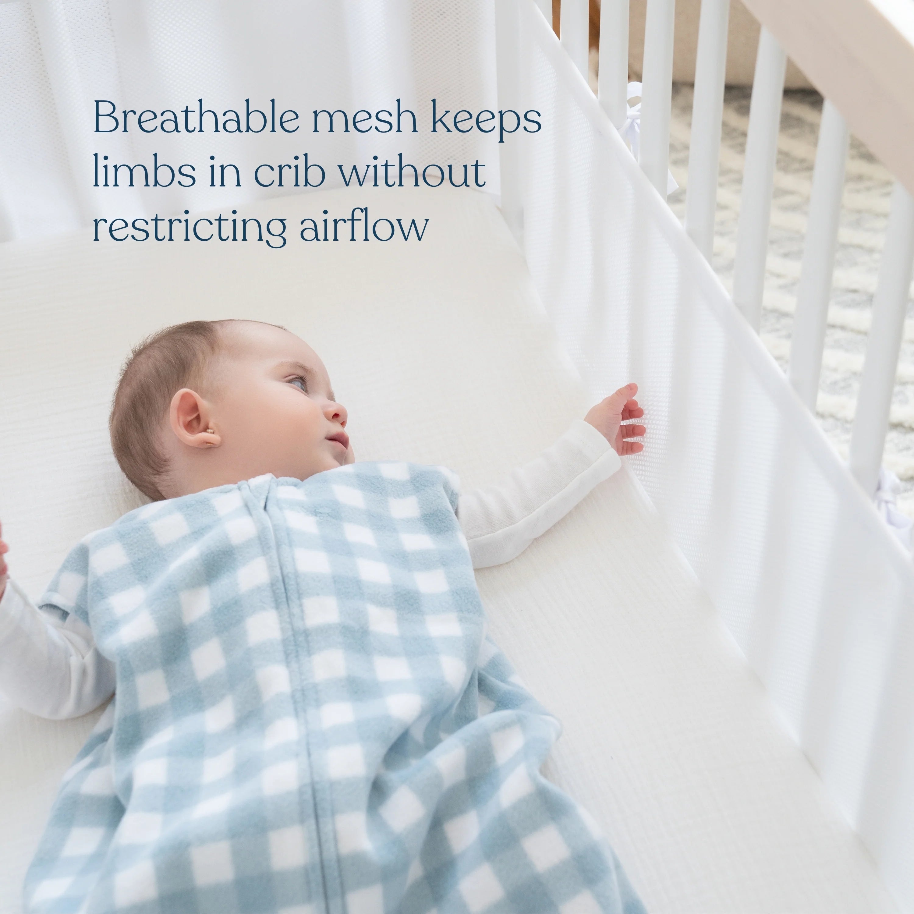 Halo Breathable Mesh Crib Liner for Full Sized Solid End Crib - White- Bambi Baby