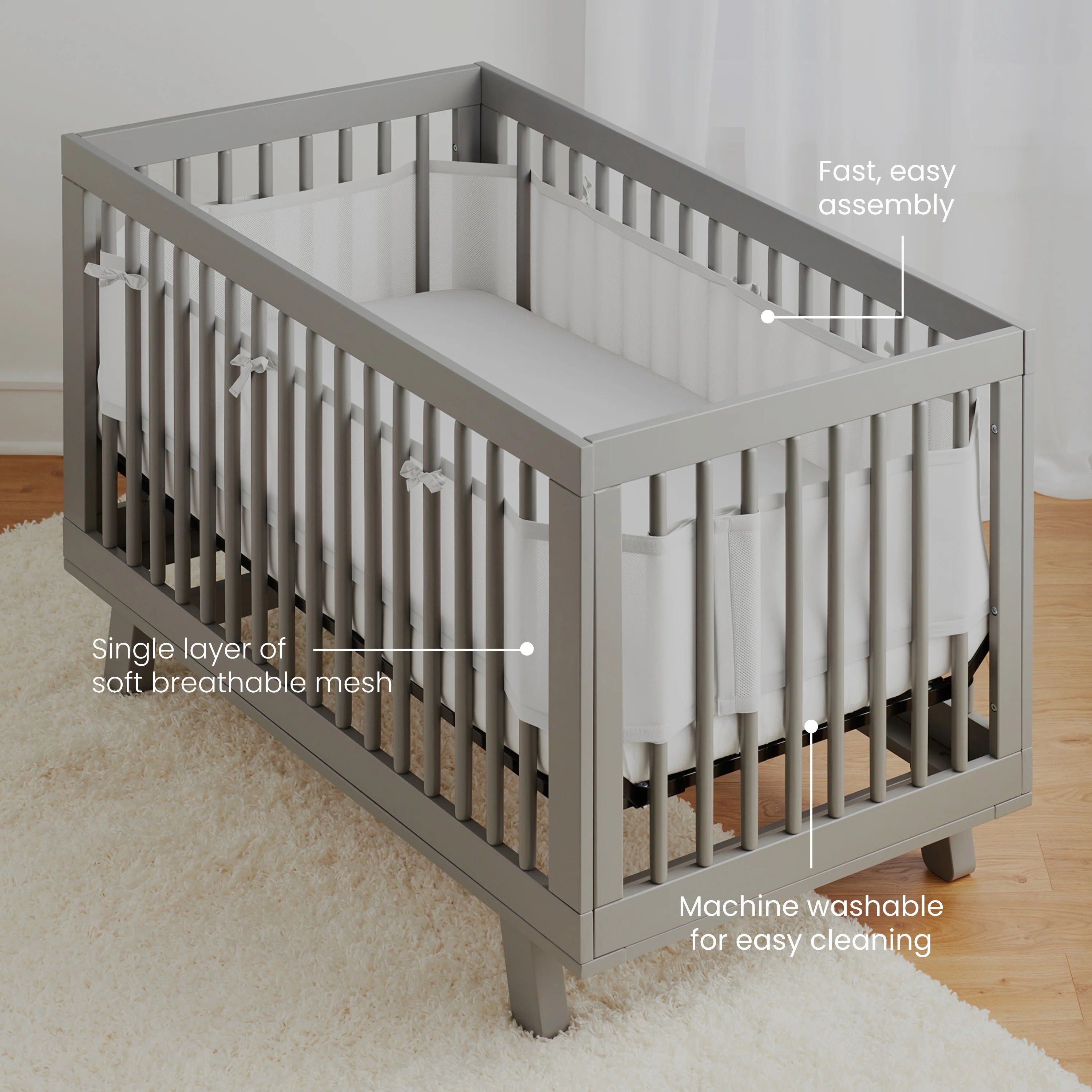 Halo Breathable Mesh Crib Liner for Full Sized Crib- Bambi Baby