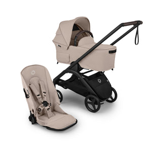 Desert Taupe Bugaboo Dragonfly Plus Bassinet & Seat Complete City Stroller - 3/4 View | Bambi Baby