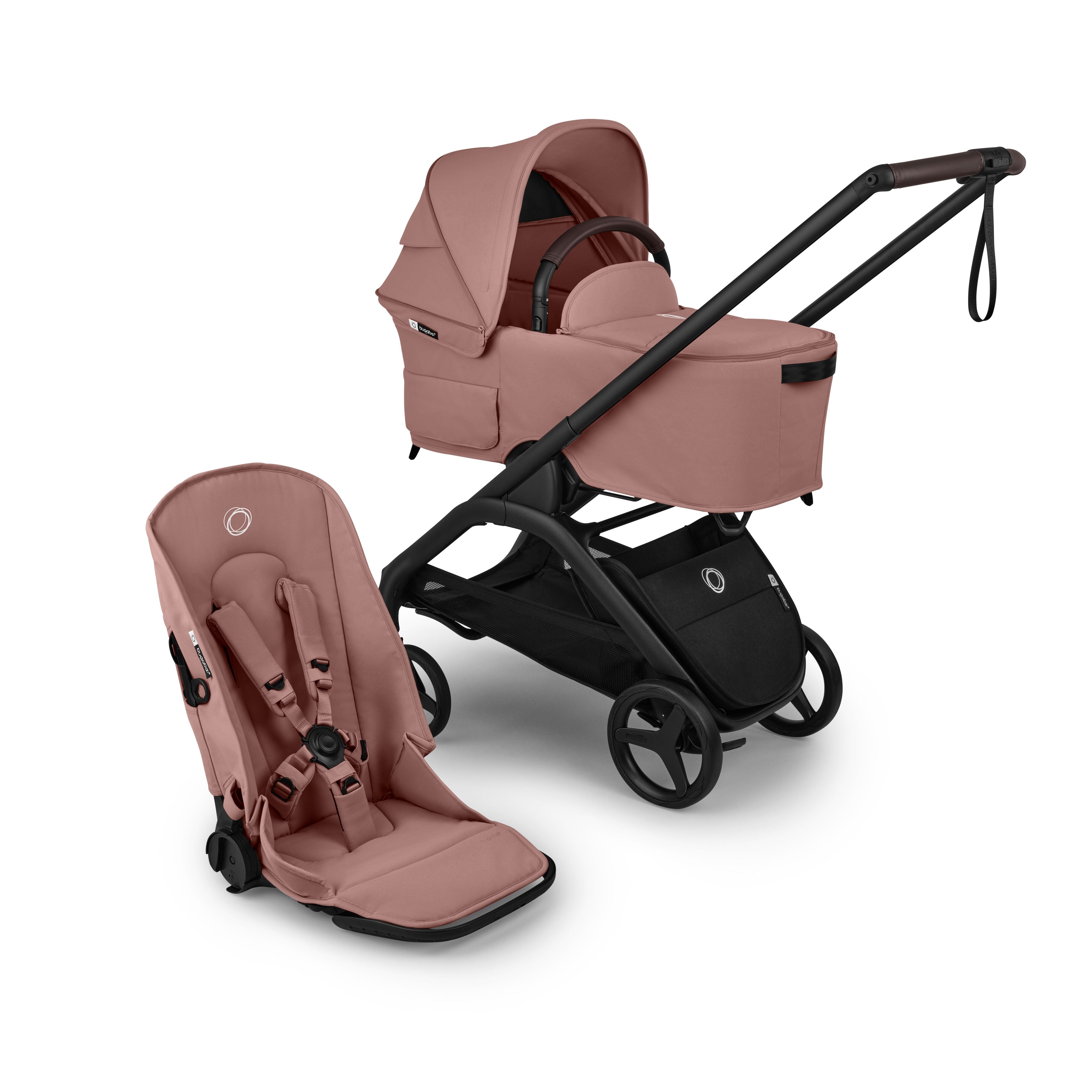 Bugaboo Dragonfly Plus Seat Bassinet Stroller, Black/Dusty Pink