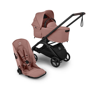 Dusty Pink Bugaboo Dragonfly Plus Bassinet & Seat Complete Compact Stroller - 3/4 View | Bambi Baby