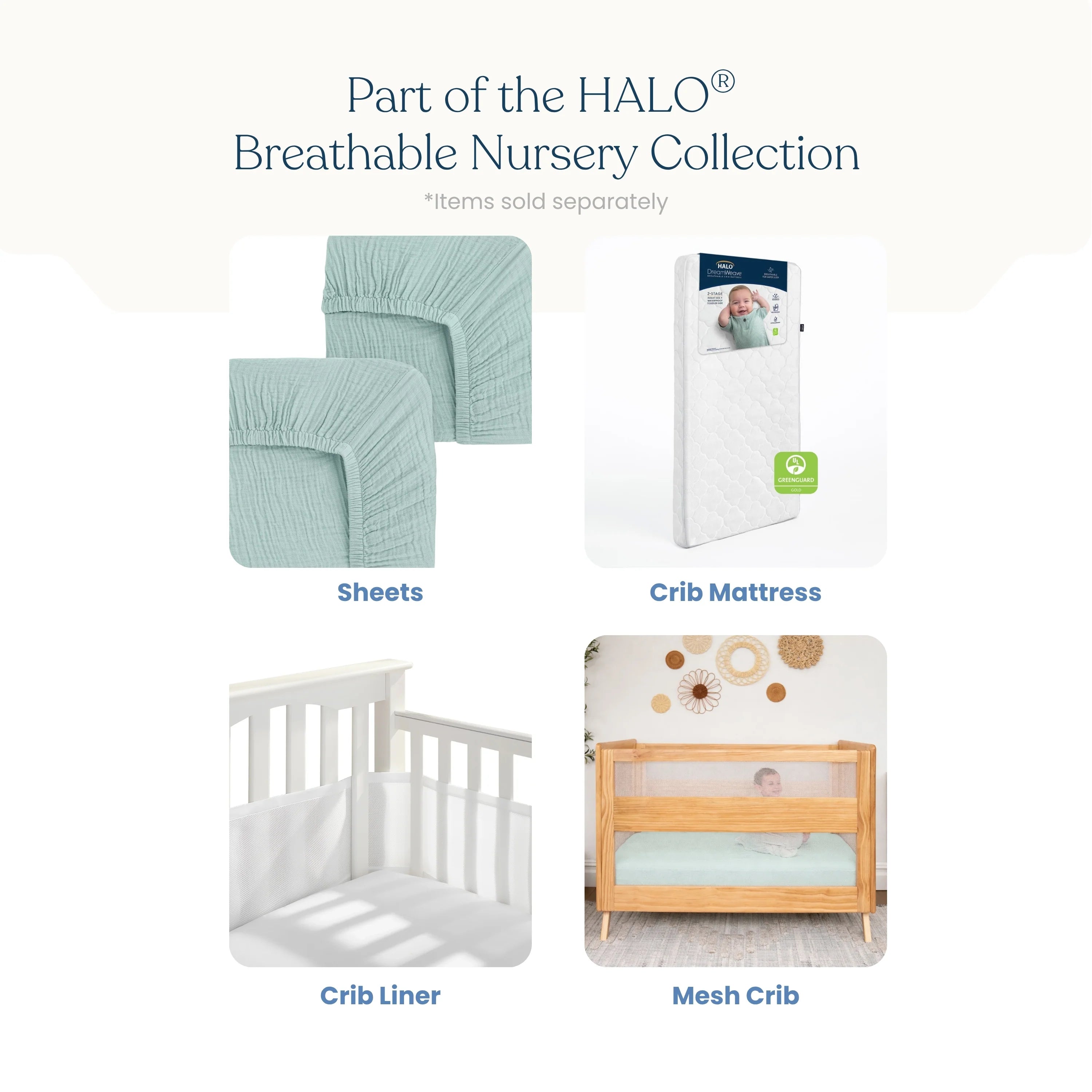 Halo Fitted Crib Sheets 100% Organic Cotton Muslin 2 Pack- Bambi Baby
