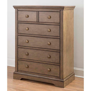 Cashew Solid Wood Westwood Hanley 5 Drawer Tall Chest - 3/4 Angle View | Bambi Baby