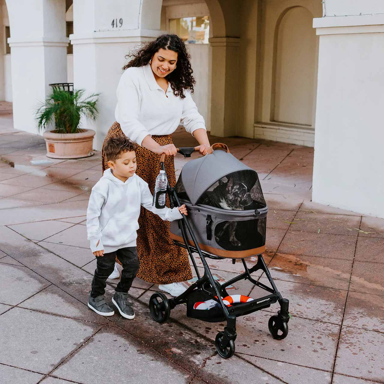 Wonderfold Pet Stroller with Removable Carriage in Sandy Beige- Bambi Baby