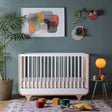 dadada Jolly 3-In-1 Convertible Crib, White/Natural - Bambi Baby