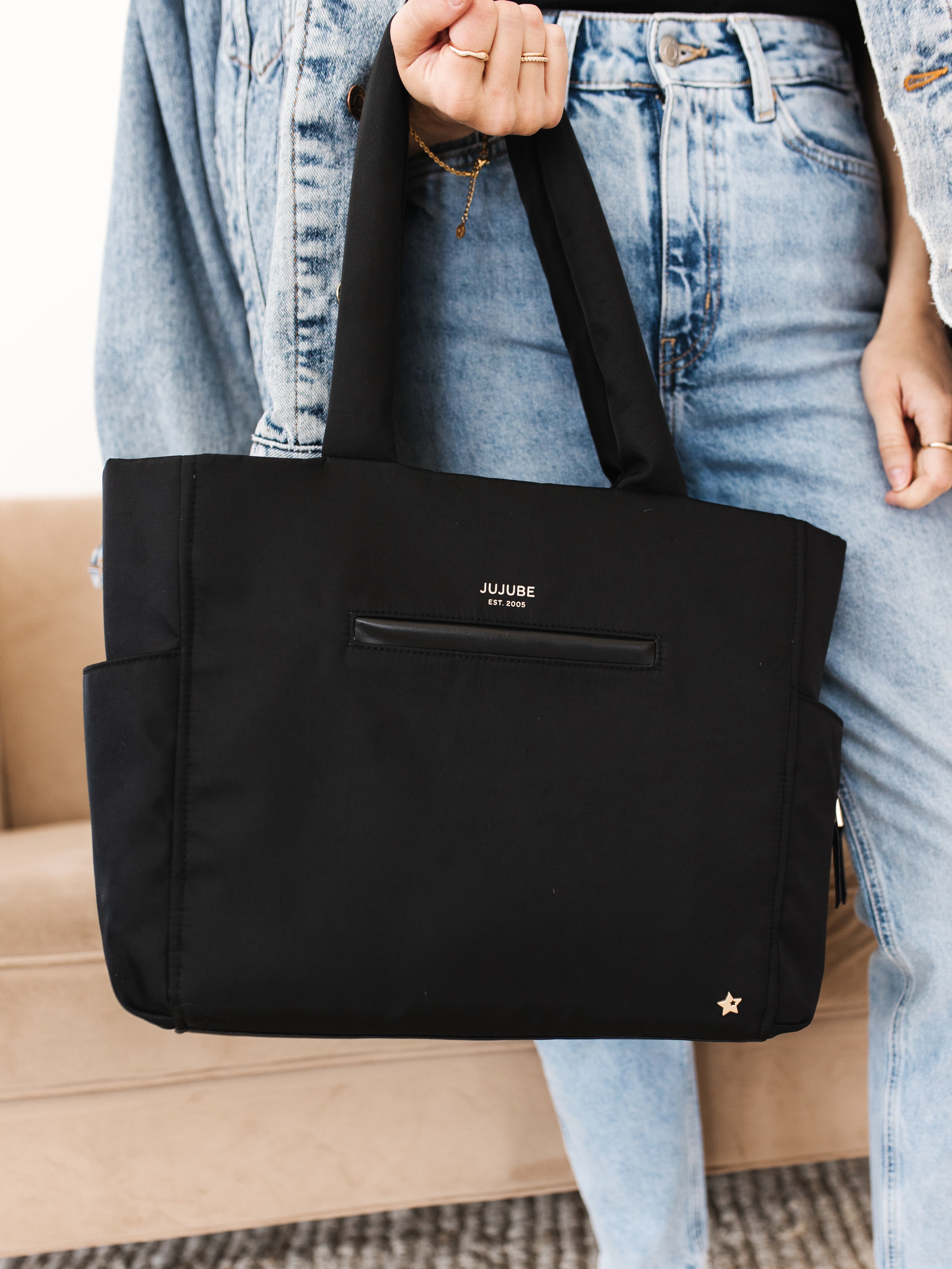 JuJuBe Utility-Strap Tote Diaper Bag - Black- Bambi Baby