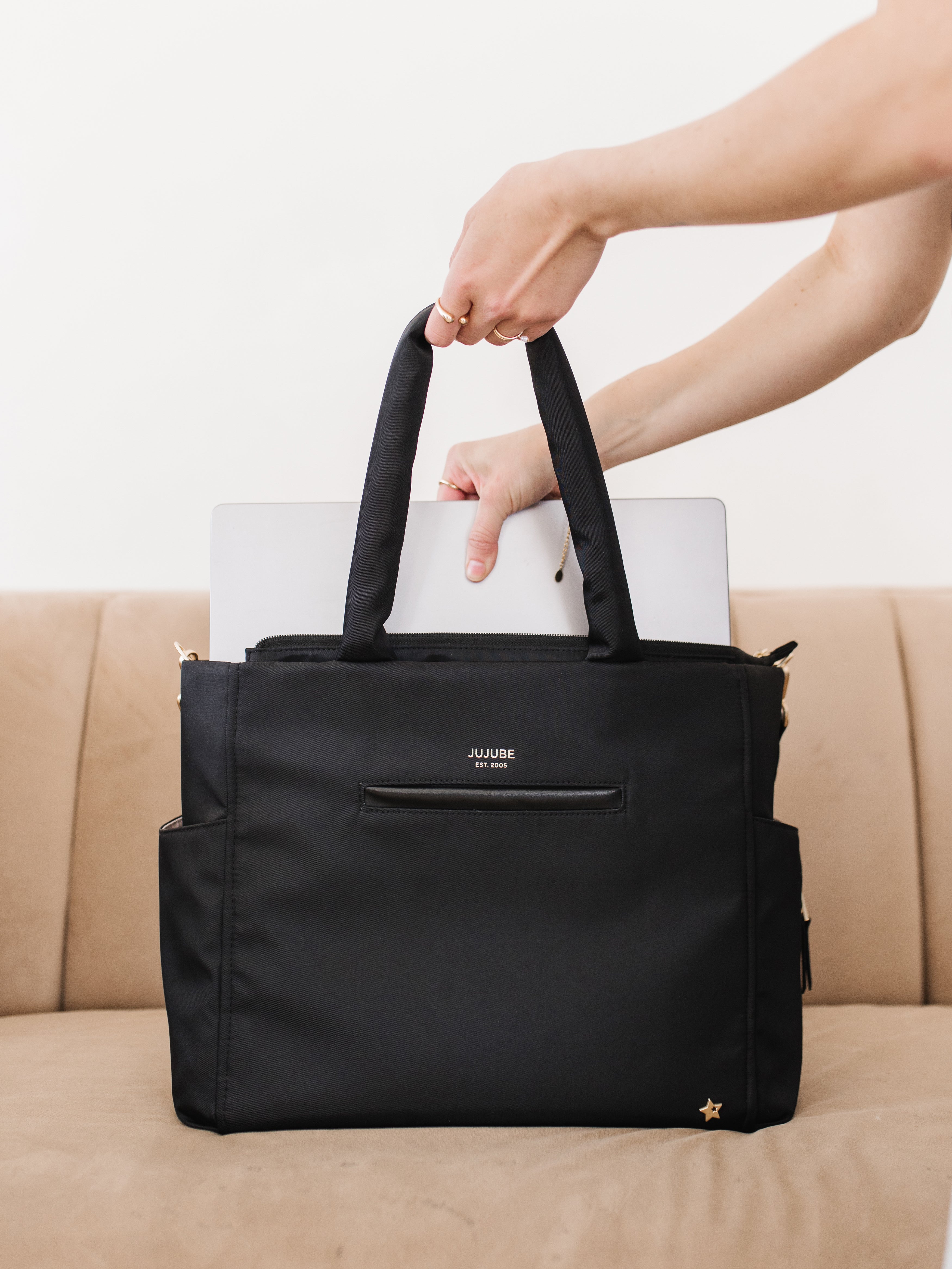JuJuBe Utility-Strap Tote Diaper Bag - Black- Bambi Baby