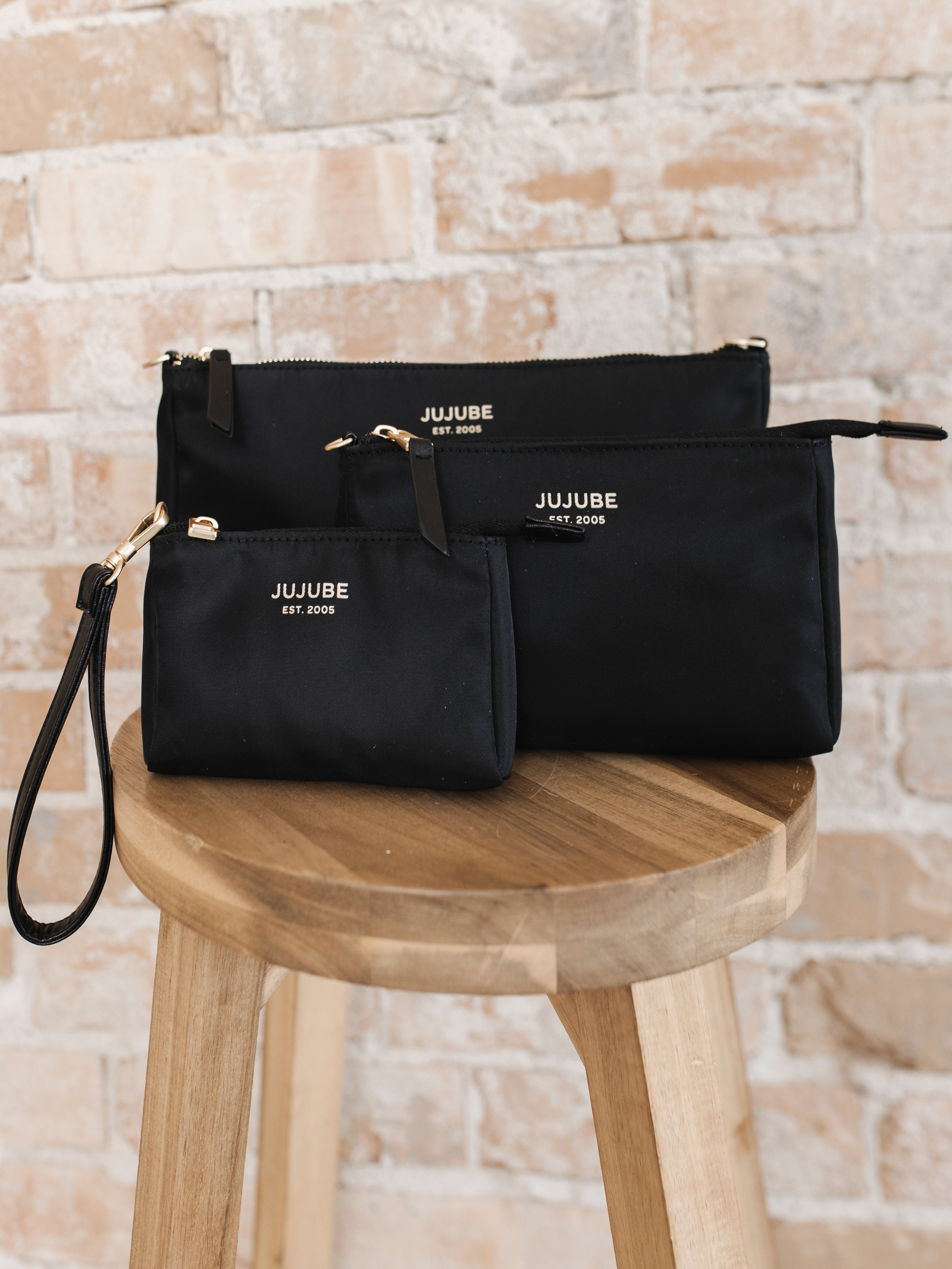 JuJuBe 3-Piece Pouch Clutch Purse Set - Black- Bambi Baby