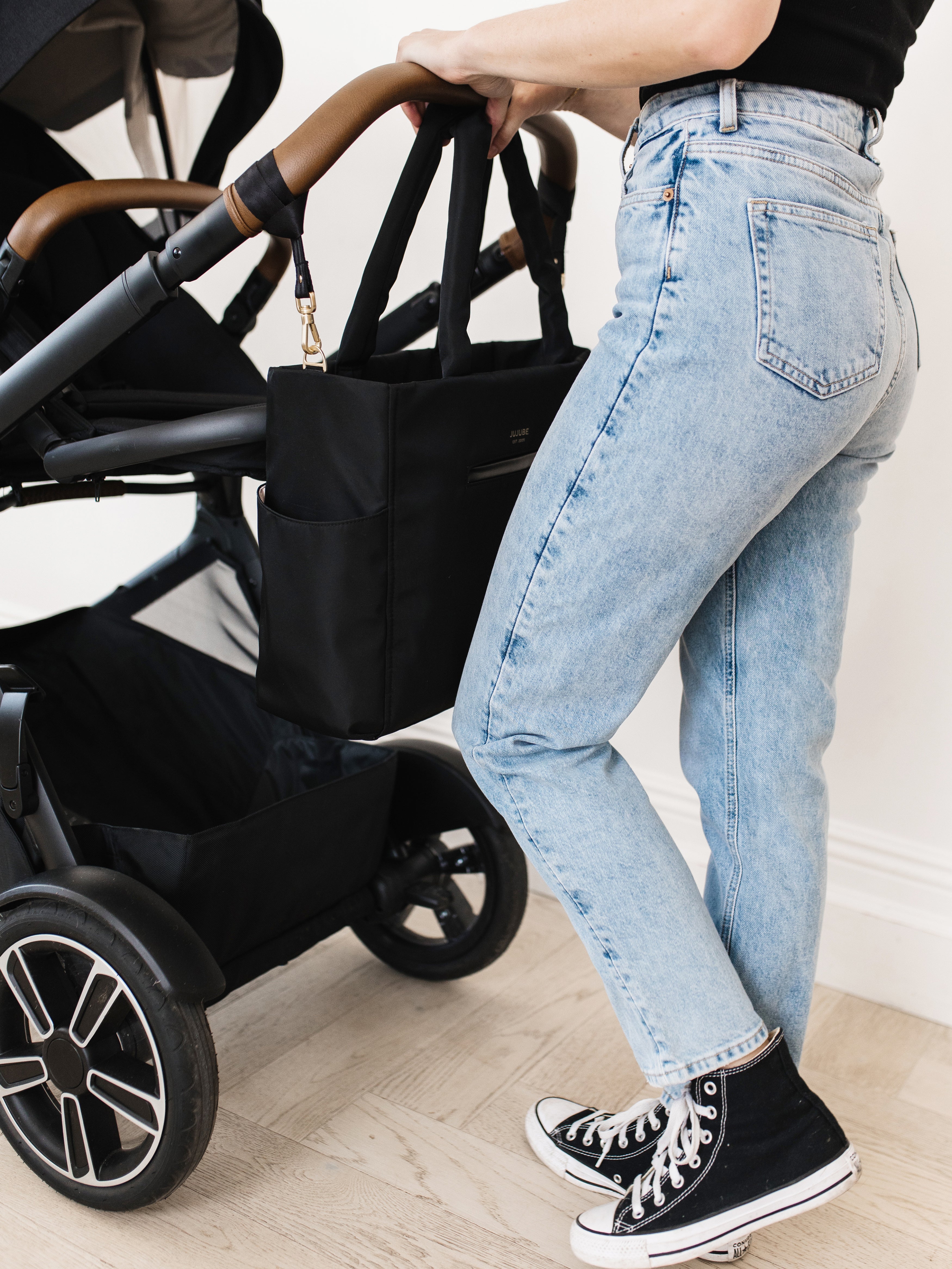 JuJuBe Utility-Strap Tote Diaper Bag - Black- Bambi Baby