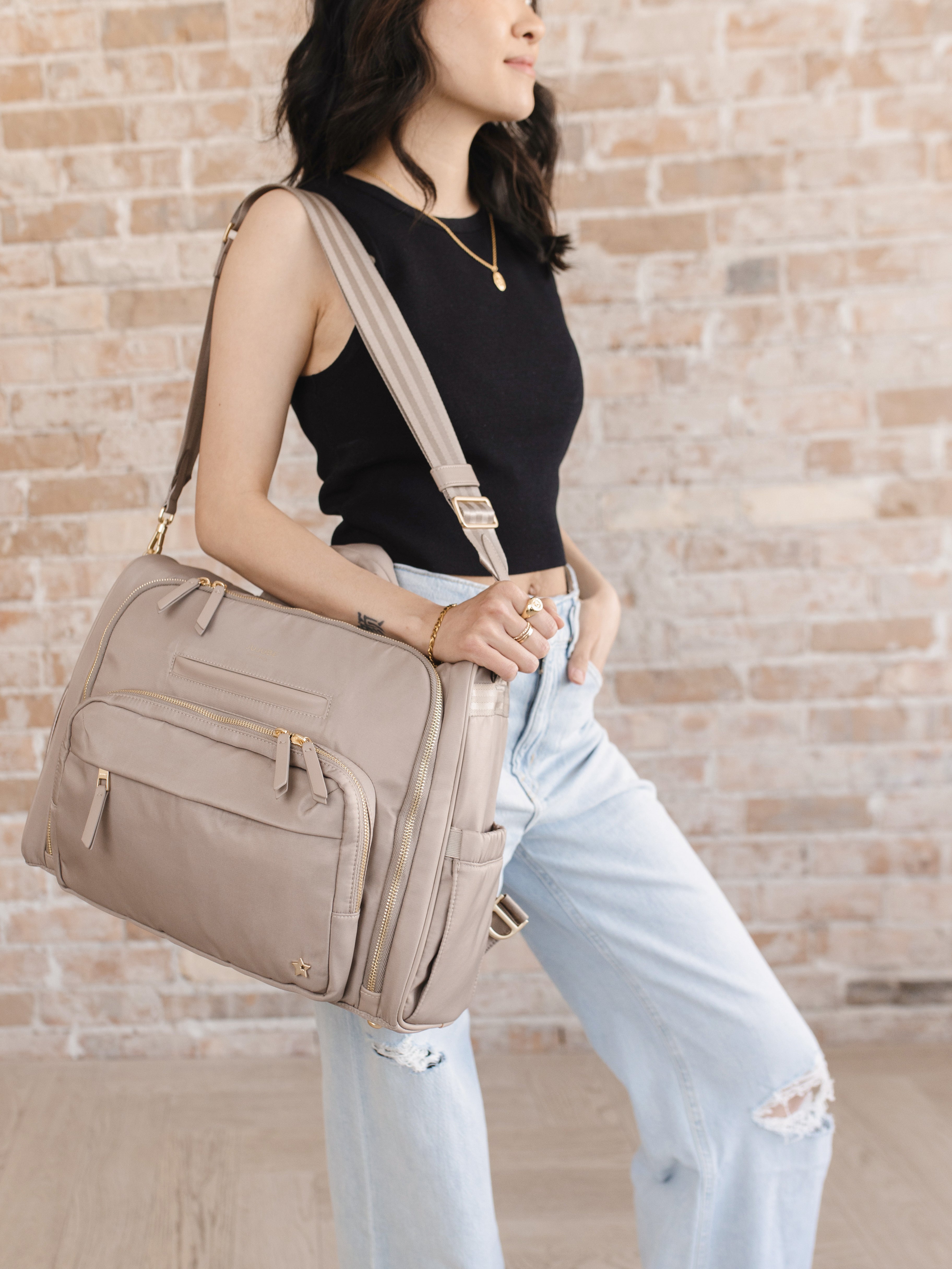 JuJuBe Satchel Diaper Bag - Taupe- Bambi Baby