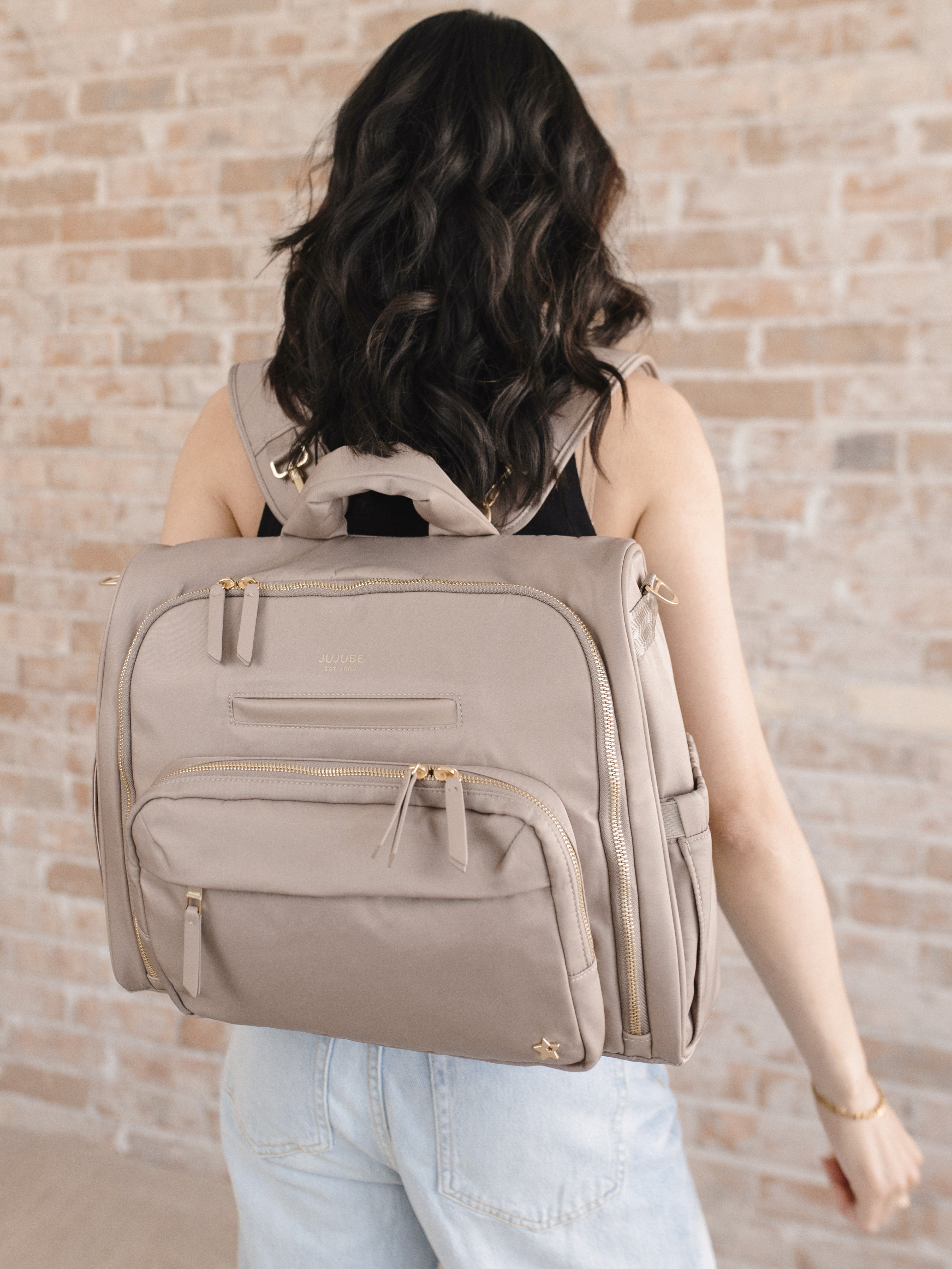 JuJuBe Satchel Diaper Bag - Taupe- Bambi Baby