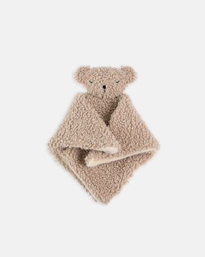 Oatmeal Sherpa Teddy Bear Lovey Security Blanket - Front View | Bambi Baby