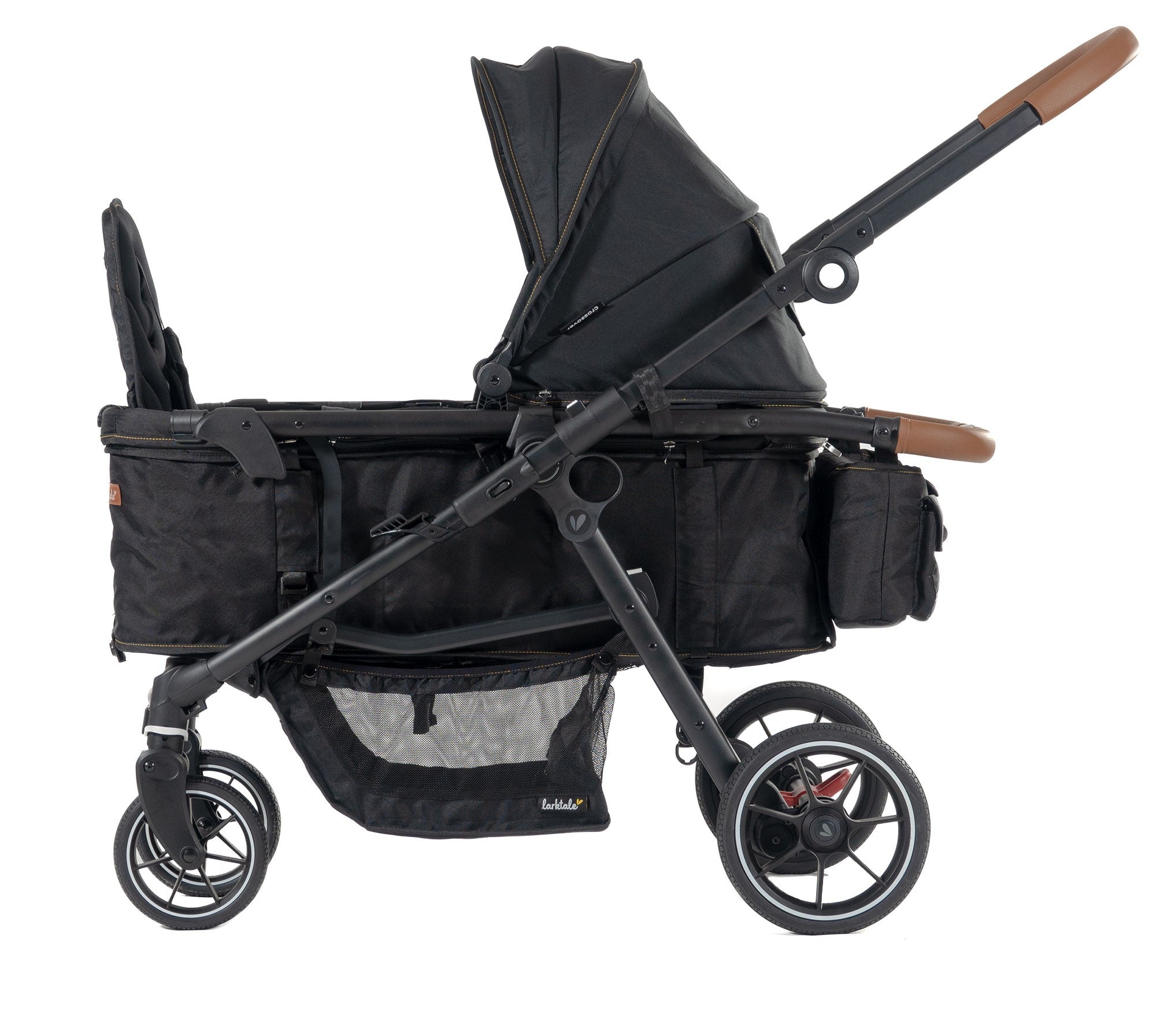 Black Larktale Crossover Wagon Push Handlebar Attachment - Side Profile | Bambi Baby
