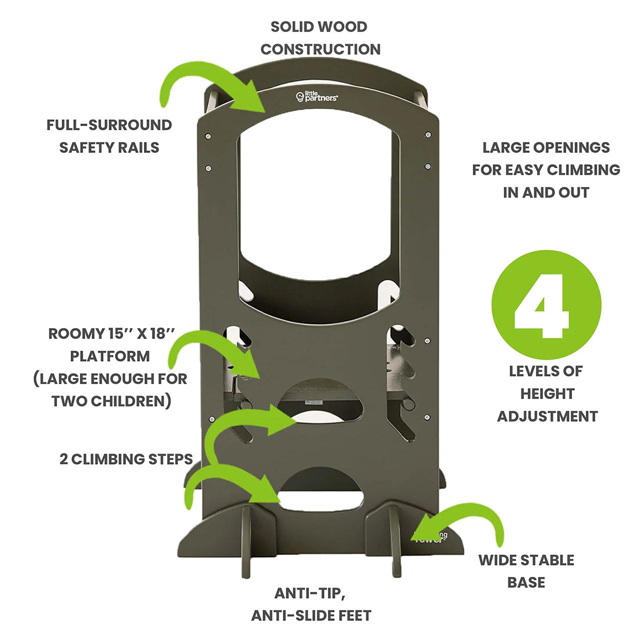 Little Partners The Learning Tower - Olive Green- Bambi Baby