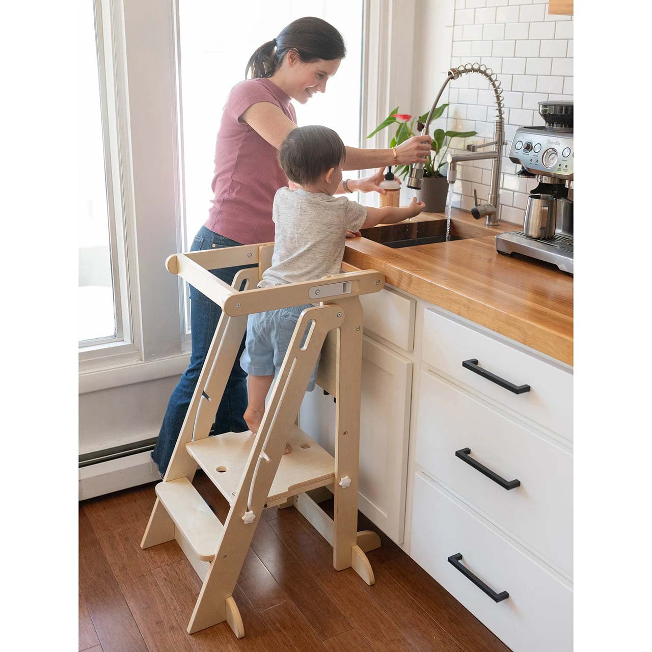 Little Partners Learn 'N Fold Learning Tower - Natural- Bambi Baby