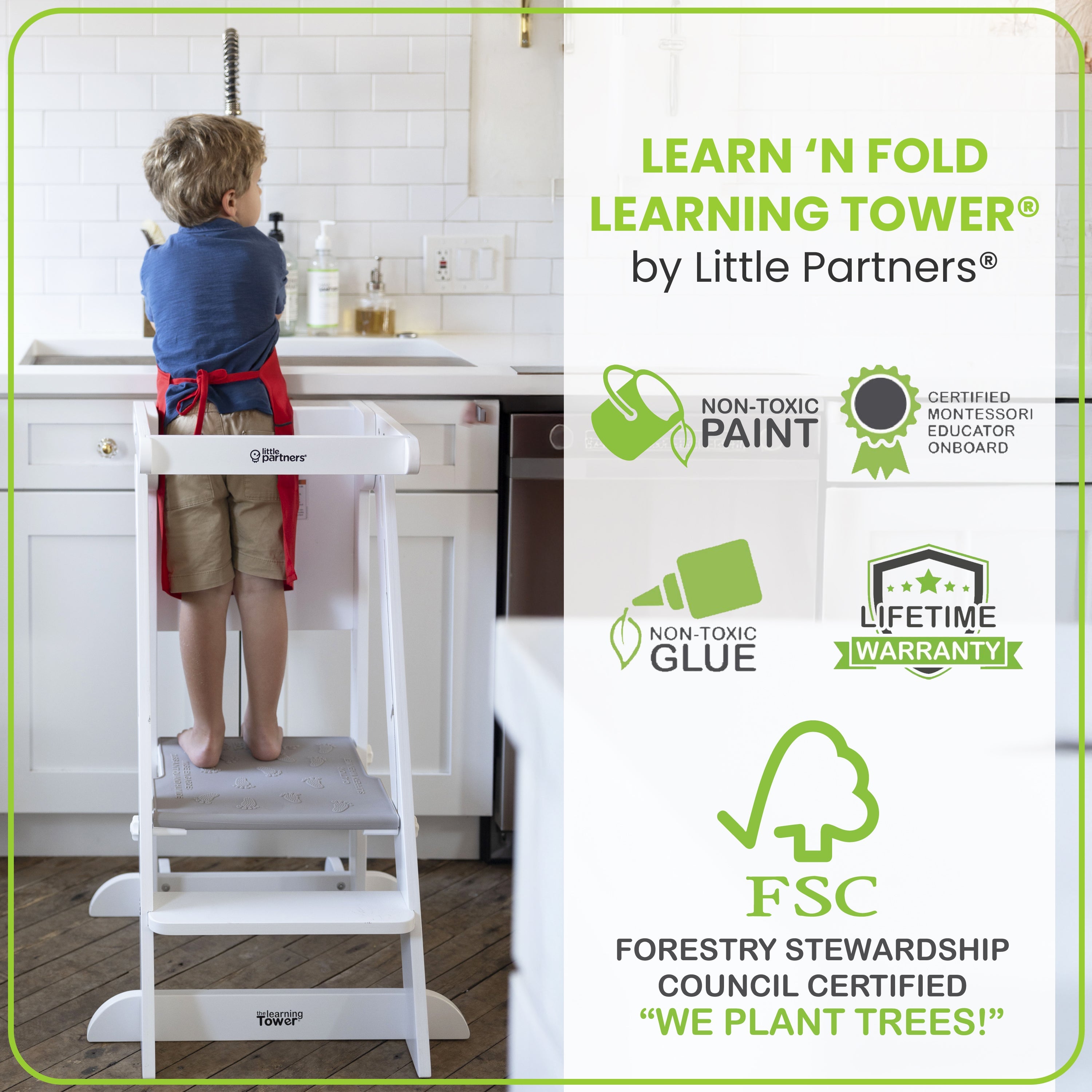 Little Partners Learn 'N Fold Learning Tower® Toddler Tower- Bambi Baby
