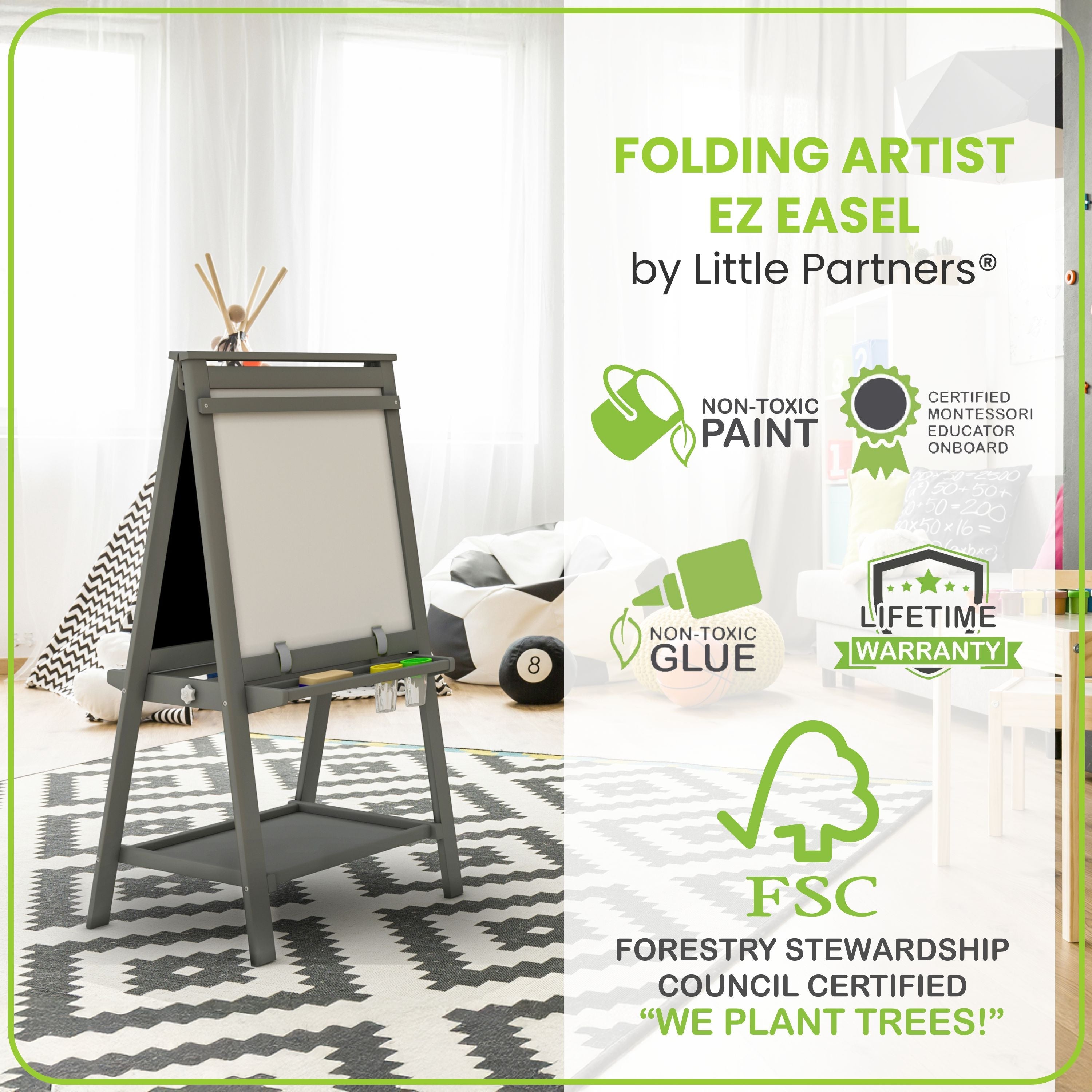 Little Partners Folding Artist EZ Easel- Bambi Baby