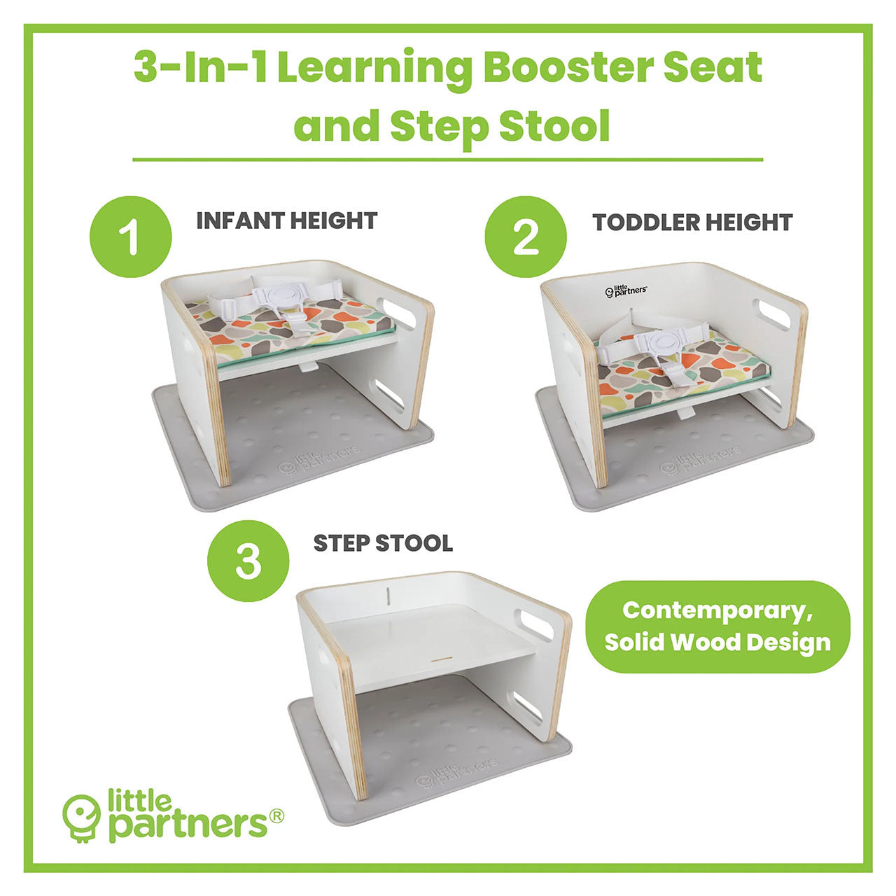 Little Partners 3-in-1 Learning Booster in Pebbles on White- Bambi Baby