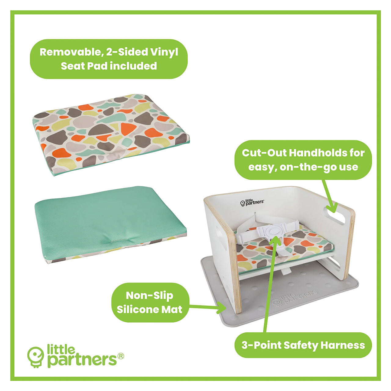 Little Partners 3-in-1 Learning Booster in Pebbles on White- Bambi Baby