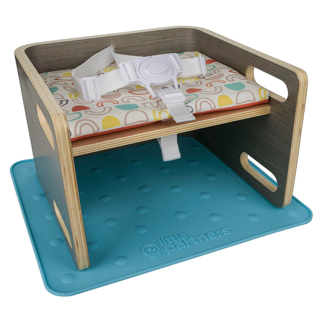 Little Partners 3-in-1 Learning Booster in Rainbows on Slate Grey- Bambi Baby