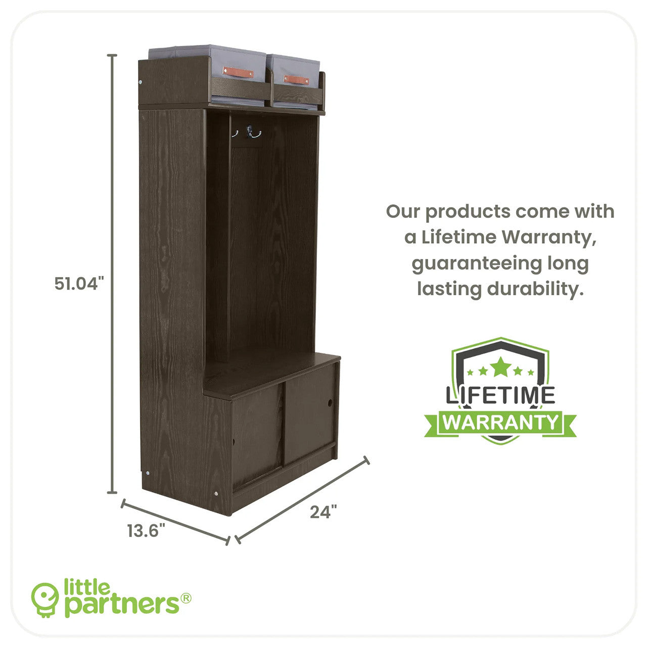 Little Partners Learn 'N Store Deluxe Cubby - Premium Charcoal- Bambi Baby
