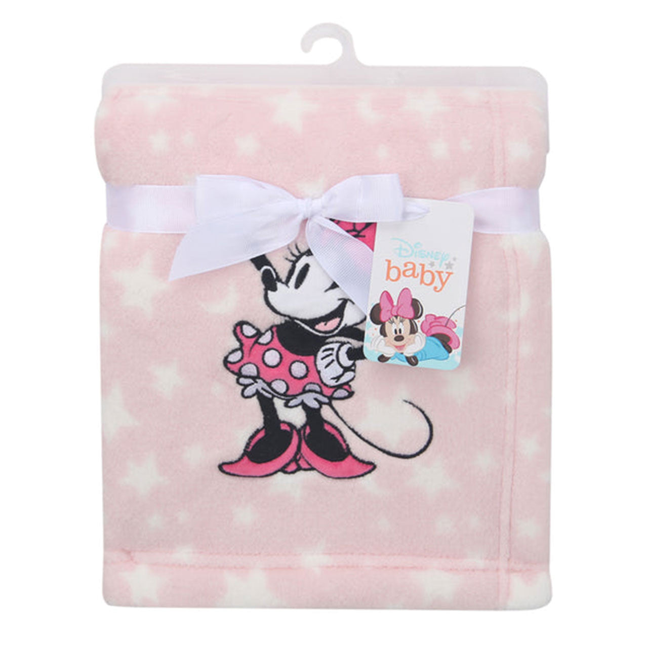 Lambs & Ivy Minnie Mouse Pink Stars Appliqued Blanket- Bambi Baby