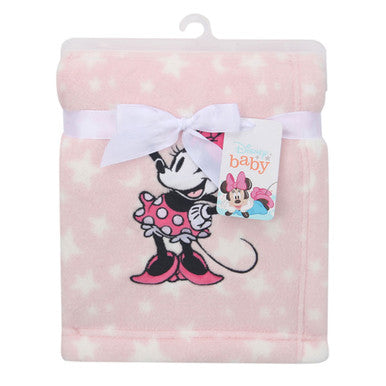 Lambs & Ivy Minnie Mouse Pink Stars Appliqued Blanket- Bambi Baby