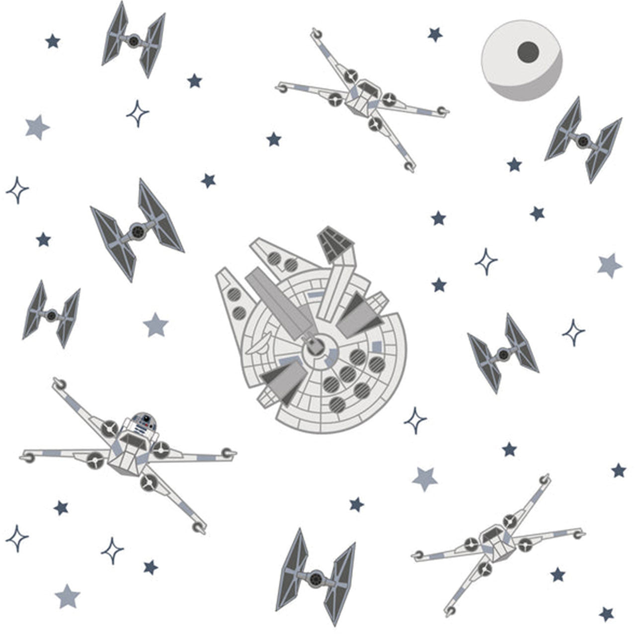 Lambs & Ivy Star Wars Millennium Falcon Wall Decal - Falcon Tie Fighters- Bambi Baby