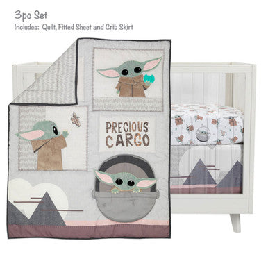 Lambs & Ivy Star Wars The Child Baby Yoda 3-Piece Bedding Set- Bambi Baby