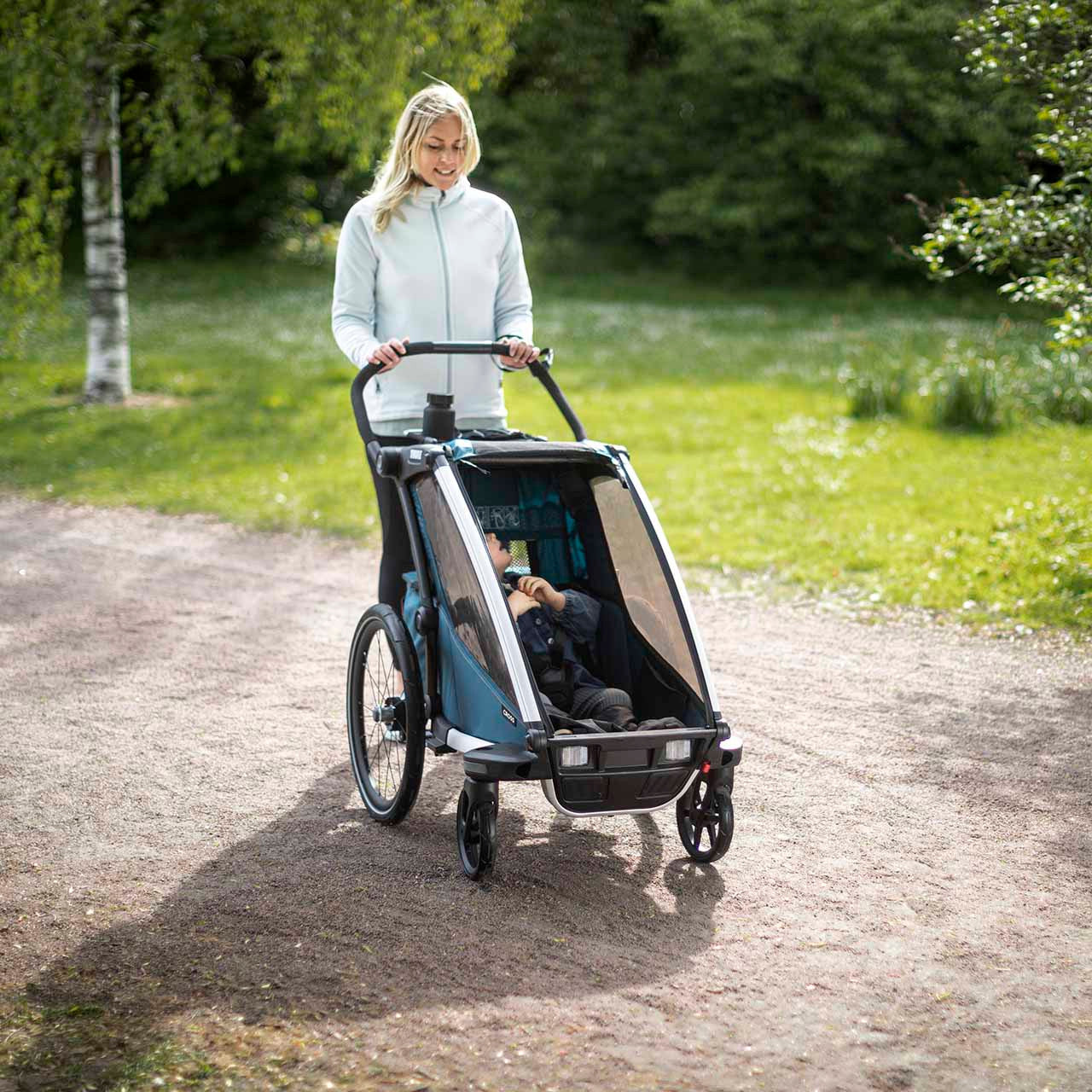 Thule Chariot Cross 1-Seat Multisport Bike Trailer Majolica Blue- Bambi Baby