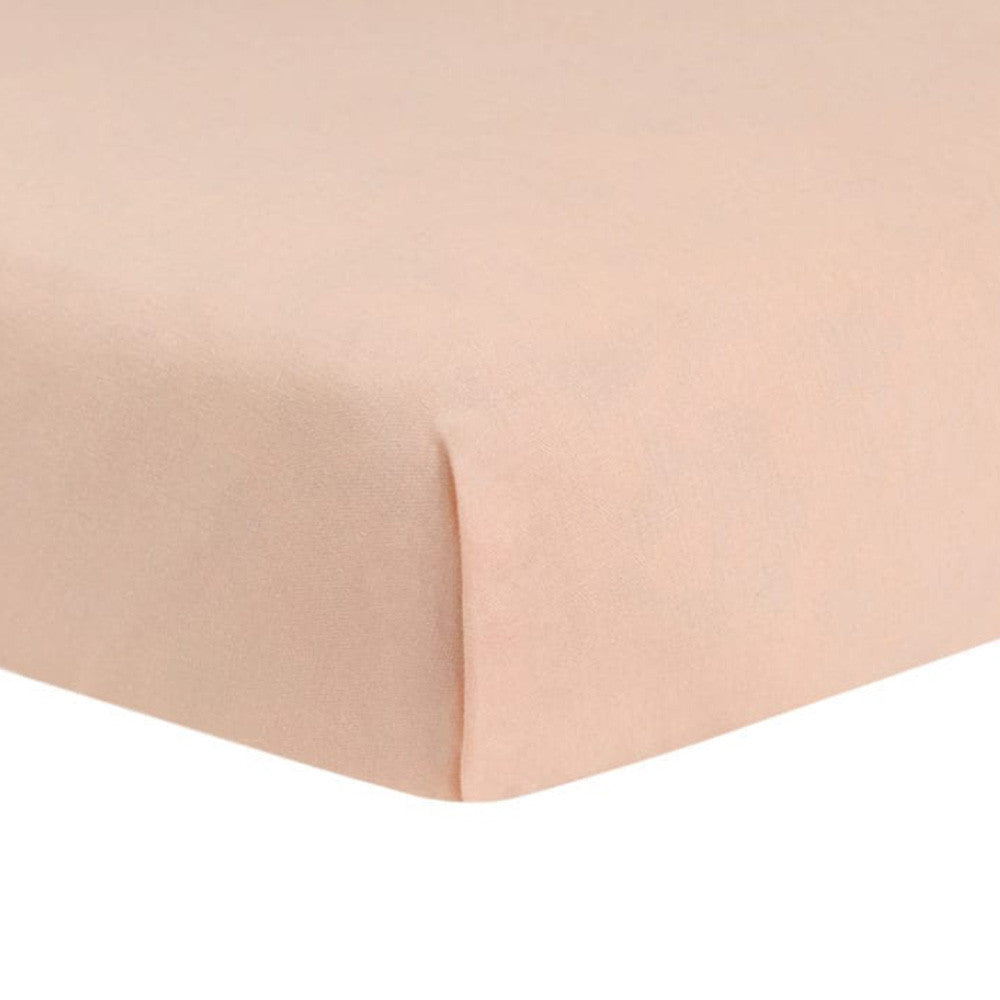 Liz and Roo Blush Peach Linen Blend Crib Sheet- Bambi Baby