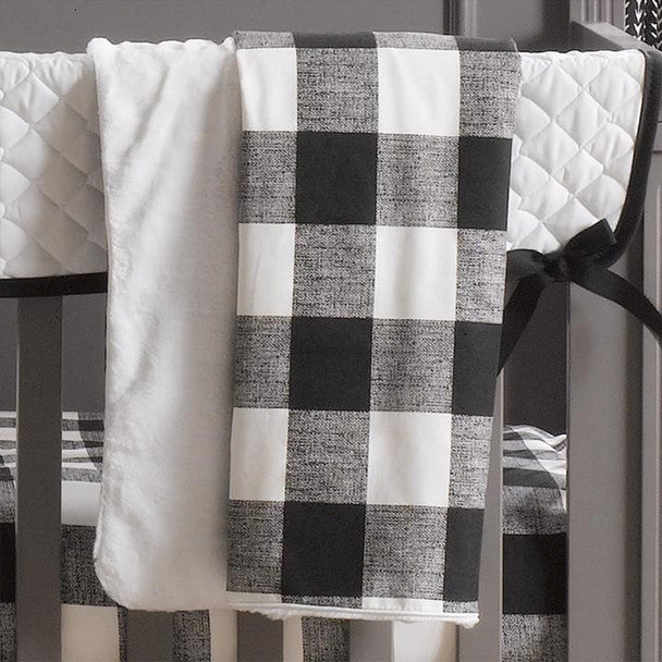 Liz and Roo Buffalo Check (Black and White) Minky Receiving Blanket- Bambi Baby
