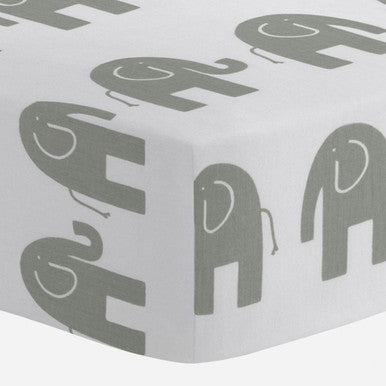 Liz and Roo Gray Elephant Crib Sheet- Bambi Baby