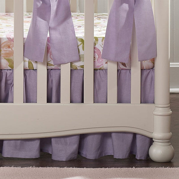 Liz and Roo Lavender Linen Blend Crib Skirt (Gathered) 16" Drop- Bambi Baby