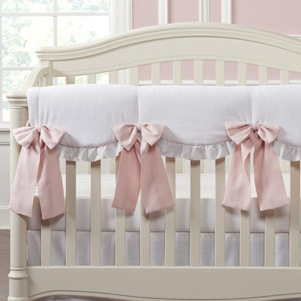 Liz and Roo White Woven with Petal Ruffles INCL 4 oversized pre-tied bows- Bambi Baby