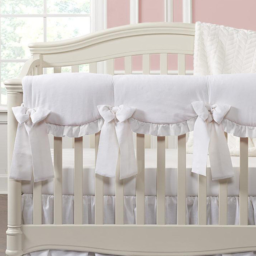 Liz and Roo White Woven with White Ruffles INCL 4 oversized pre-tied bows- Bambi Baby
