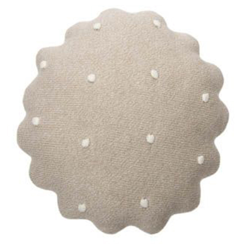 Lorena Canals Knitted Cushion Round Biscuit Dune White- Bambi Baby
