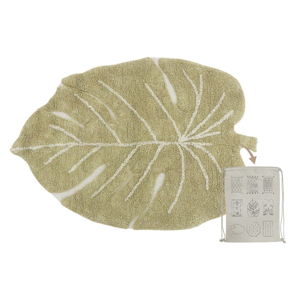 Lorena Canals Washable Rug Mini Monstera Olive- Bambi Baby