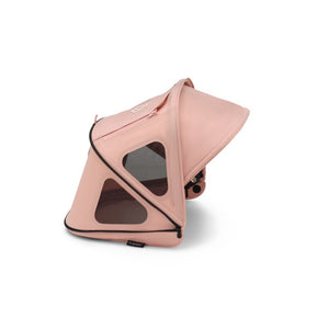 Morning Pink Bugaboo Dragonfly Breezy Sun Canopy with Mesh Panels and UPF 50+ Extended - Side Angle | Bambi Baby