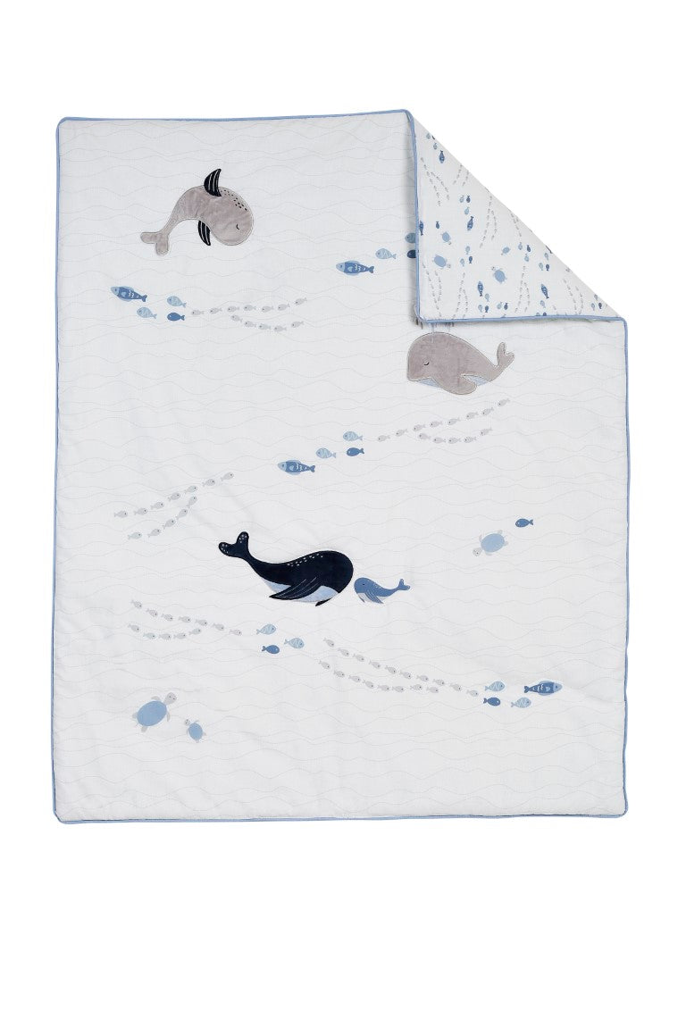 Oxford Baby Whale of a Time 3 pc Baby Crib Nursery Bedding Set- Bambi Baby