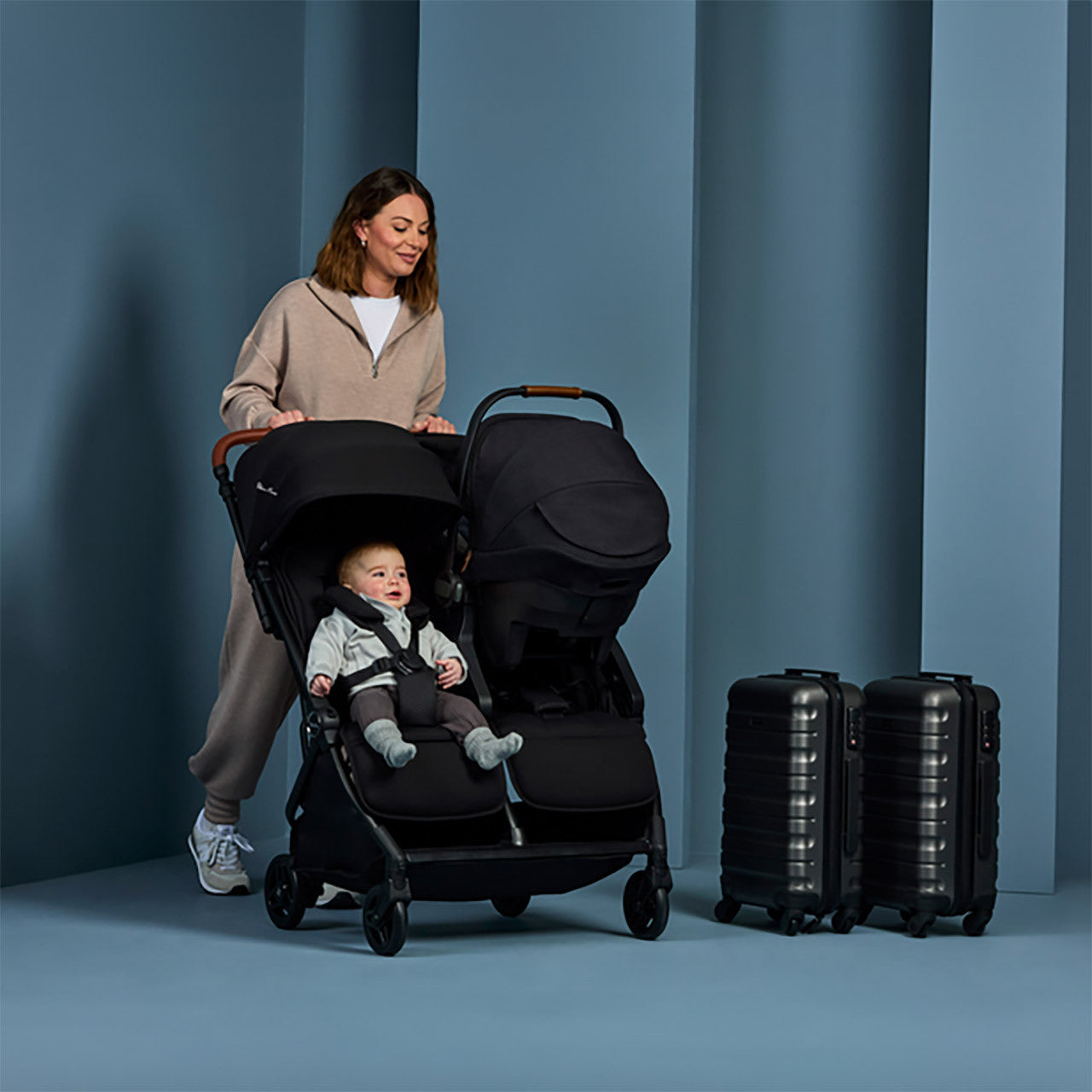 Cochecito doble Silver Cross Jet - Negro- Bambi Baby