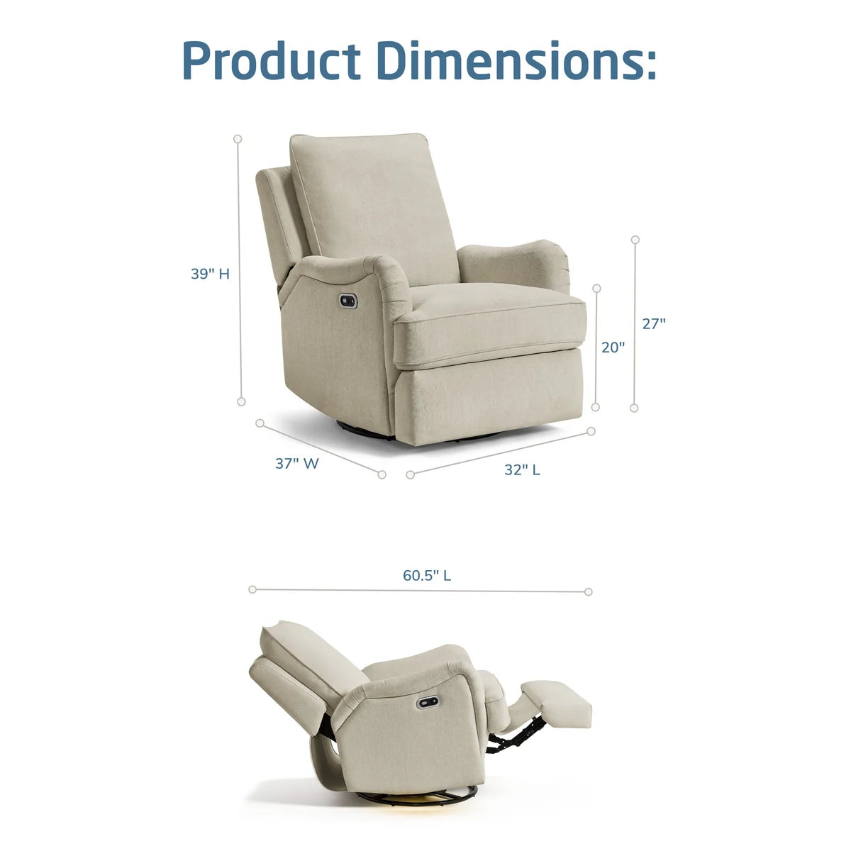 Maxi Cosi Lindon Swivel Glider & Power Recliner- Bambi Baby
