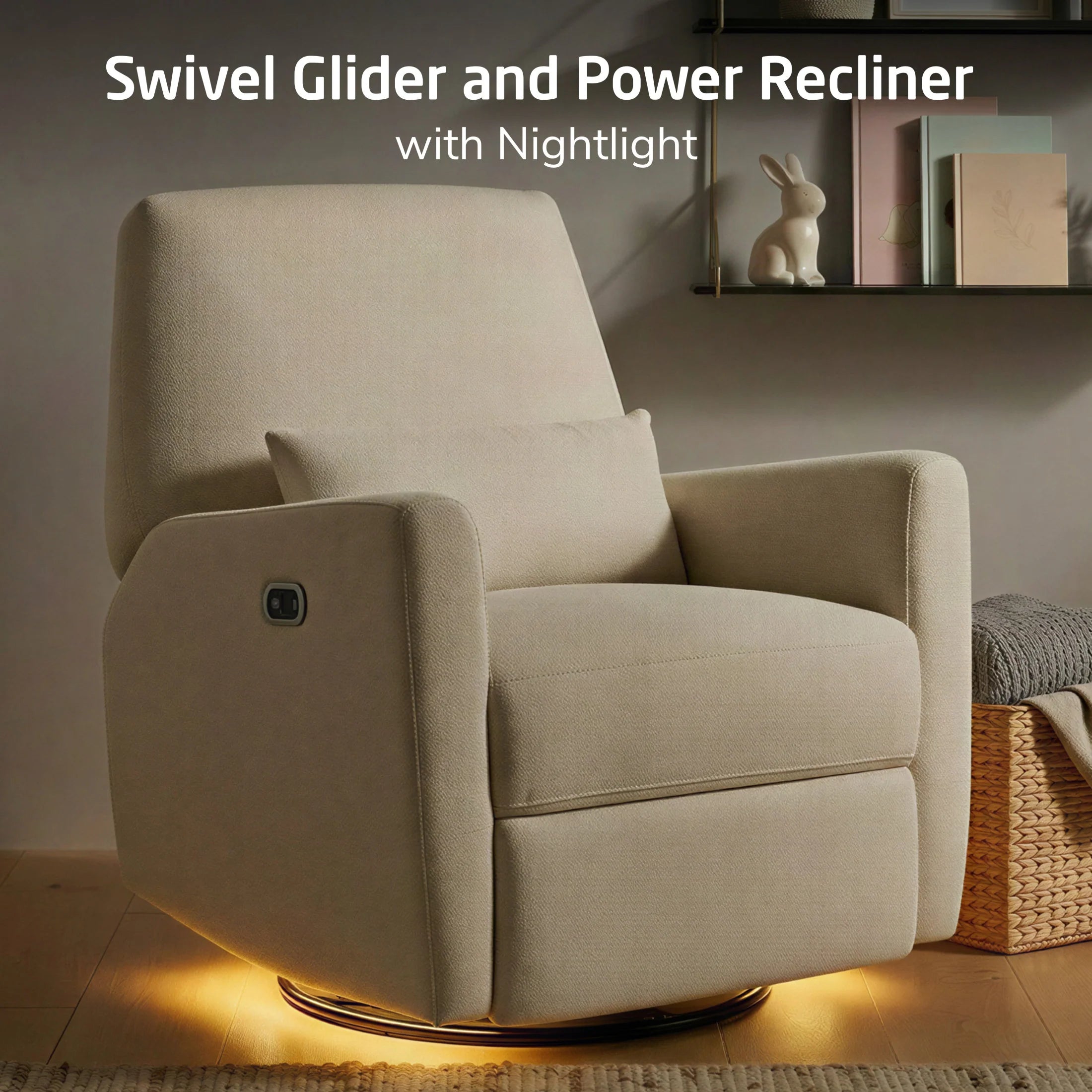 Maxi Cosi Ansel Swivel Glider and Power Recliner with Nightlight- Bambi Baby