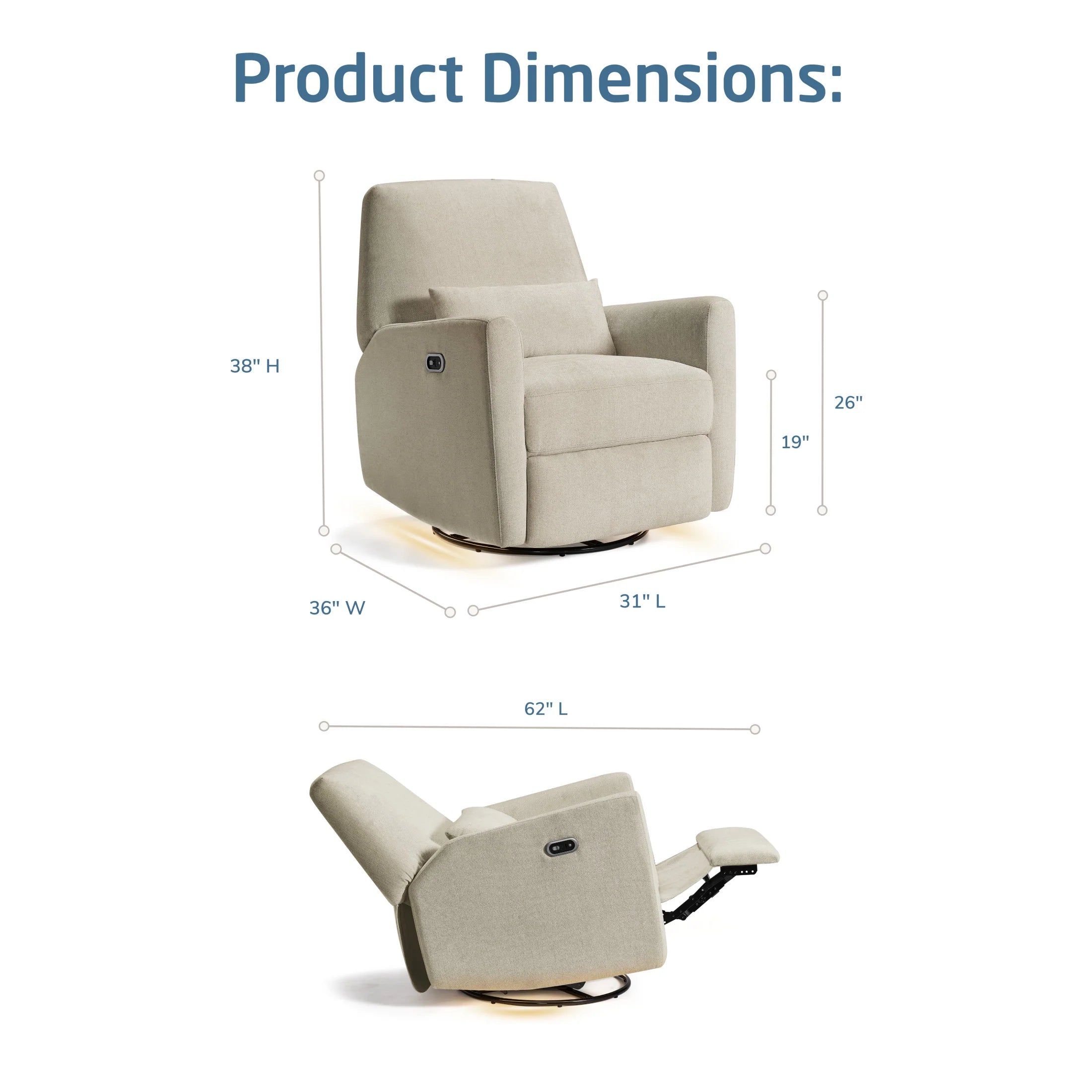 Maxi Cosi Ansel Swivel Glider and Power Recliner with Nightlight- Bambi Baby