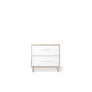 Solid White & Natural Wood Romina New York Nightstand - Front View | Bambi Baby